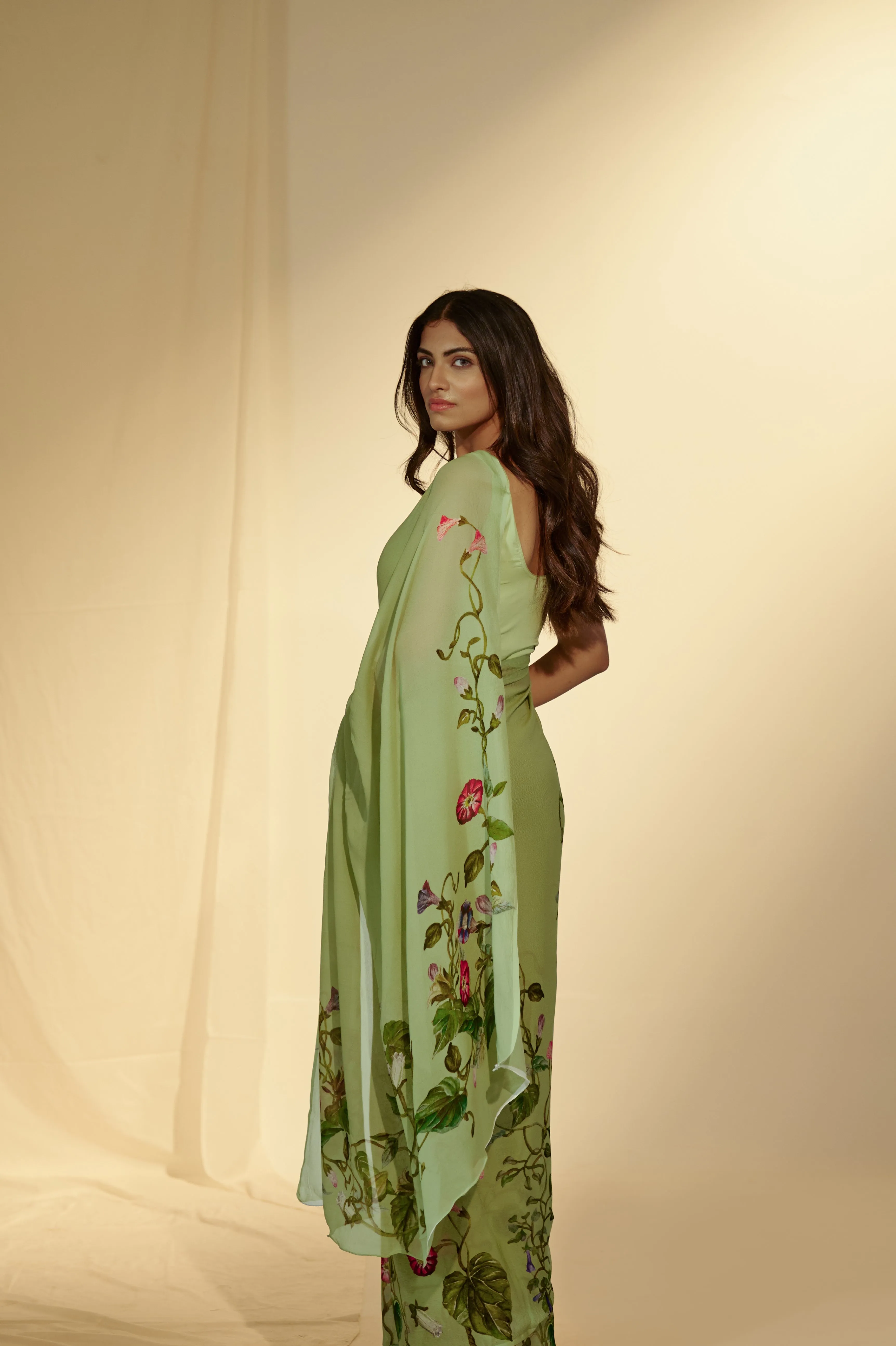 Enchanted Forest - Leopards & Creeper Chiffon Saree
