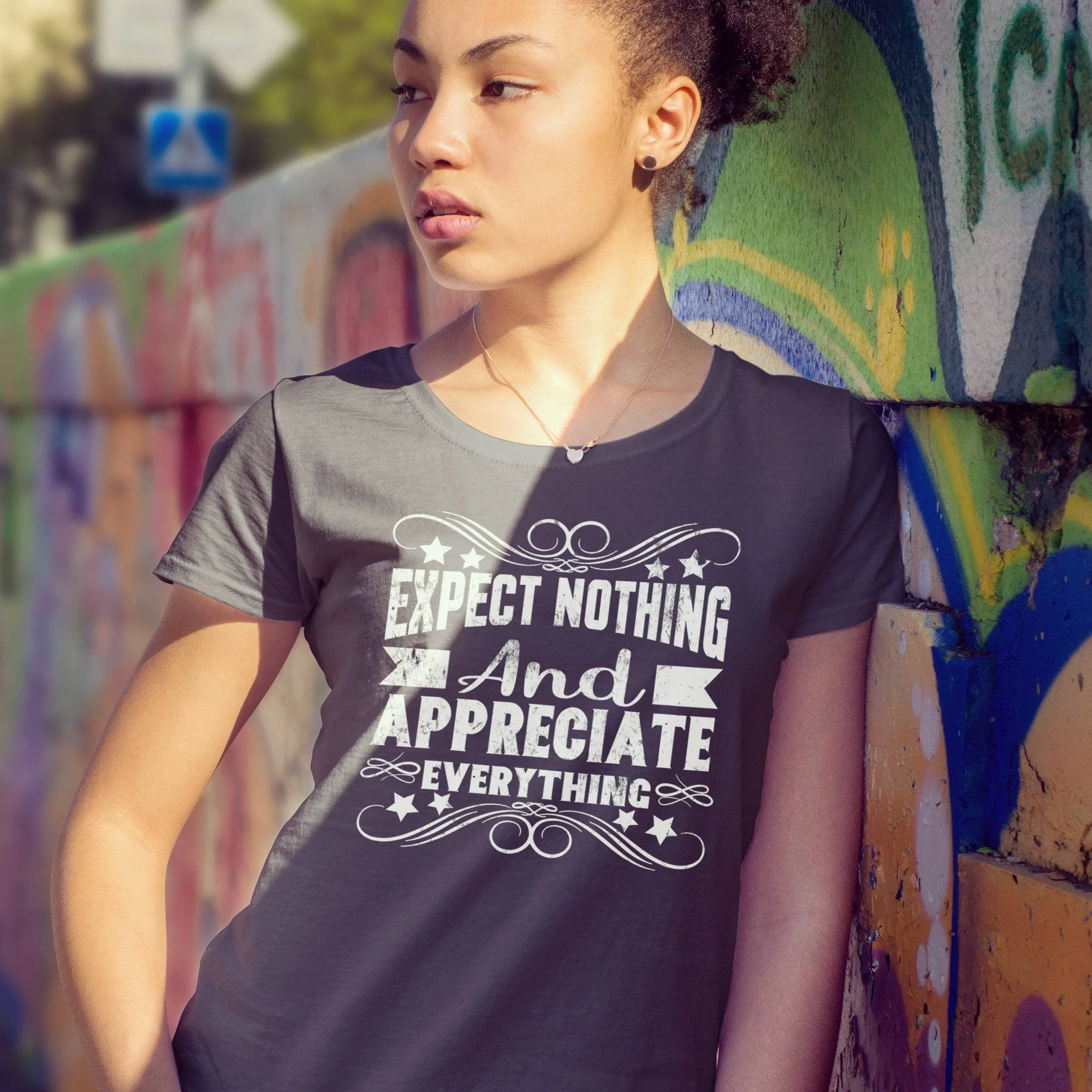 Expect Nothing Ladies T-Shirt (white logo)