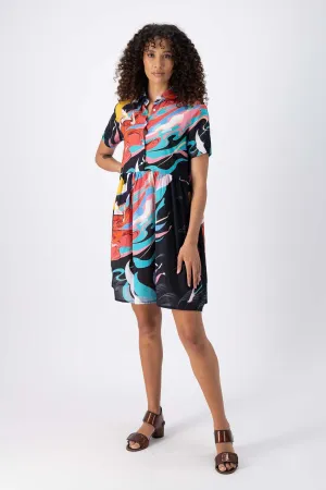 Faith Villa Dress Black in Seersucker