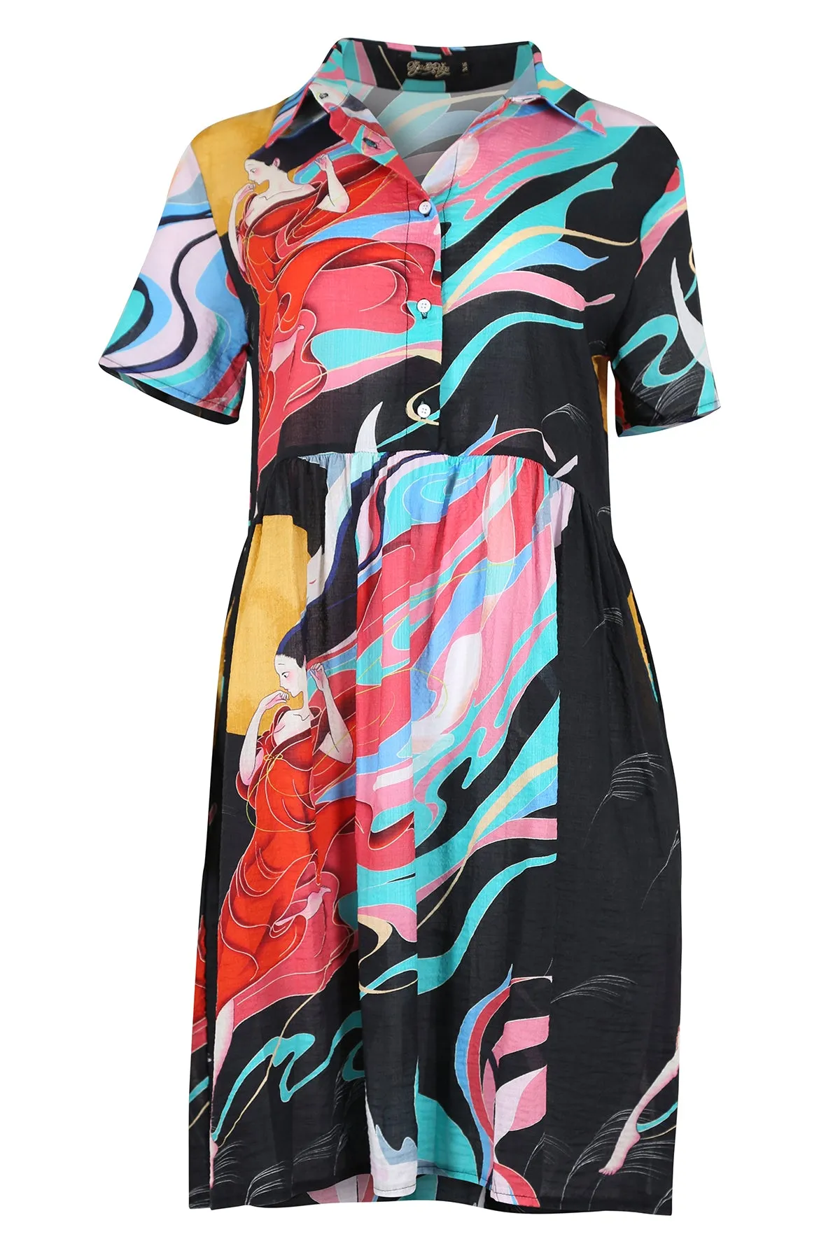 Faith Villa Dress Black in Seersucker