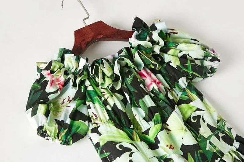 FashionSierra - Short Sleeves Ruffles Printed Fashion Casual Summer Holiday Dresses