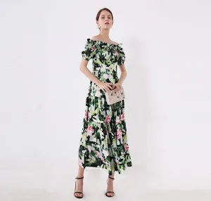 FashionSierra - Short Sleeves Ruffles Printed Fashion Casual Summer Holiday Dresses