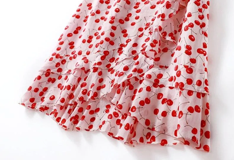 FashionSierra - V Neck Short Sleeves Ruffles Printed Floral Fashion Dresses