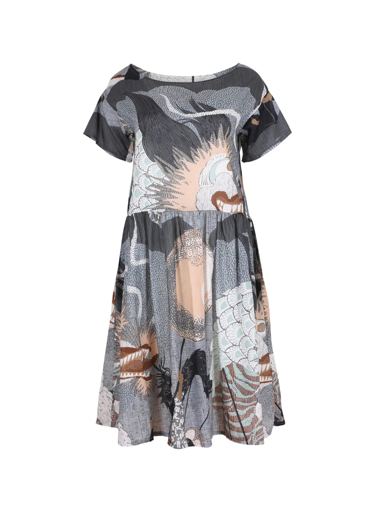 Festival Drop Waist Dress Caramel in Cotton