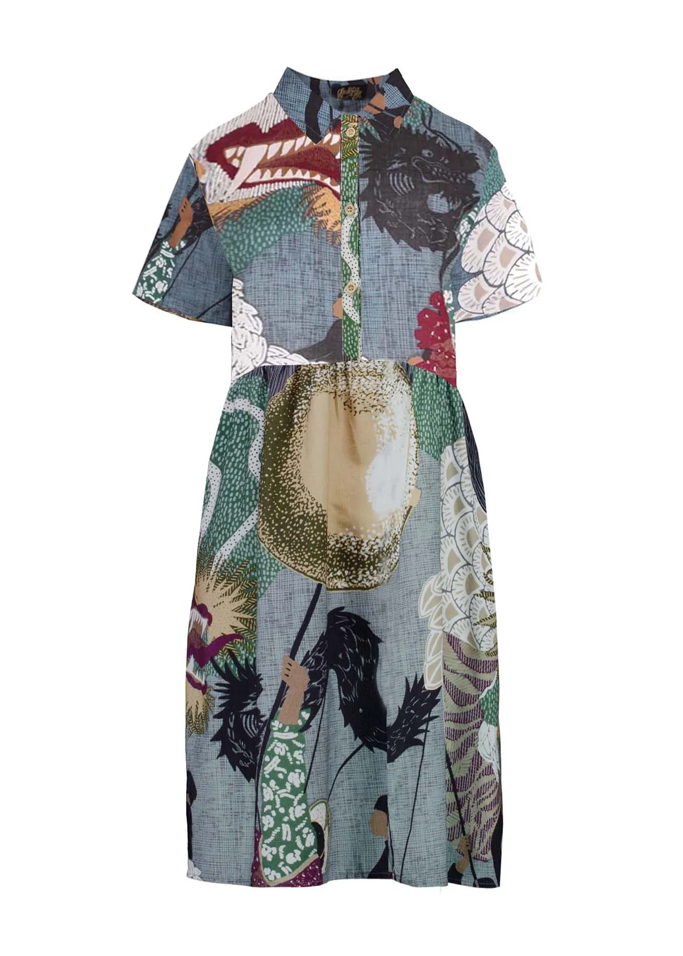 Festival Villa Dress Long Green in Seersucker