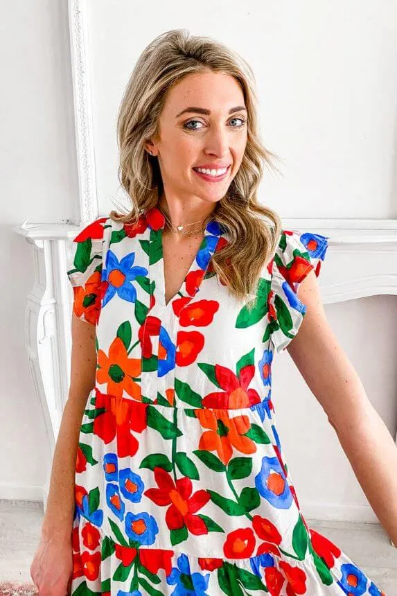 Floral Fusion Midi Dress
