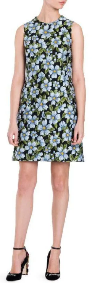 Floral Jacquard Sleeveless Dress