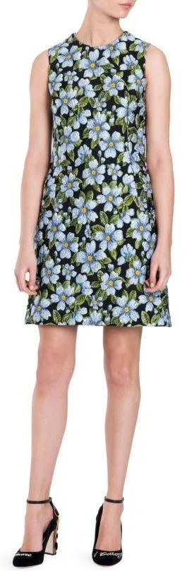 Floral Jacquard Sleeveless Dress