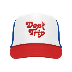 FREE & EASY DON'T TRIP EMBROIDERED TRUCKER HAT WHITE/RED/ROYAL