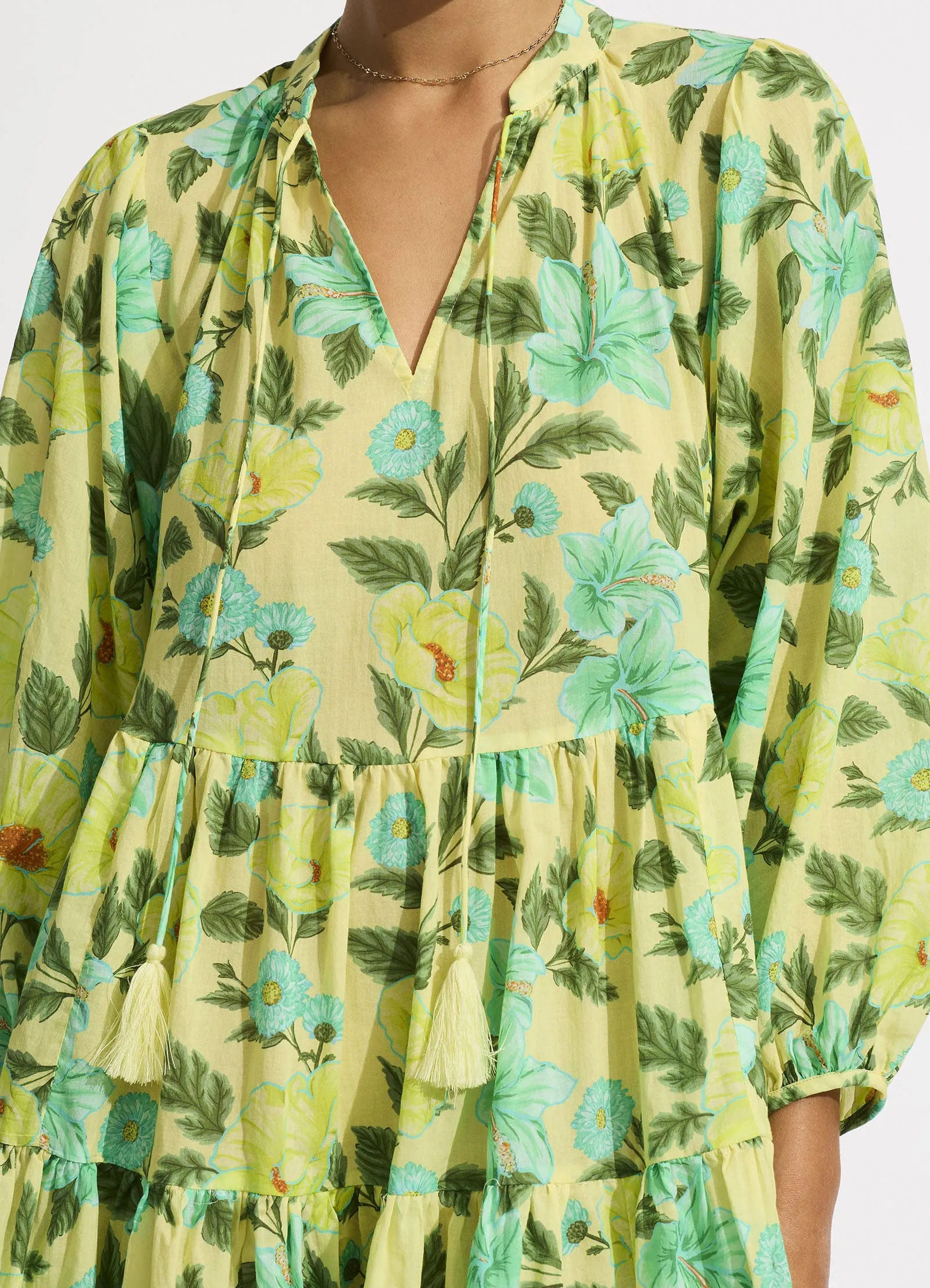Garden Party Tiered Mini Dress - Lime Light