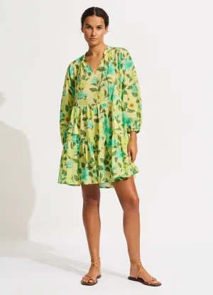 Garden Party Tiered Mini Dress - Lime Light