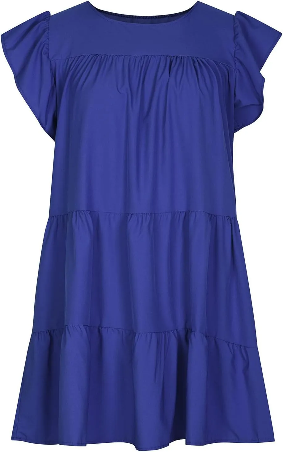 hlysgo Summer Dress for Women 2025 Casual Loose Fit Cap Sleeve Crew Neck Peplum Dresses Trendy Beach Mini Dress with Pockets