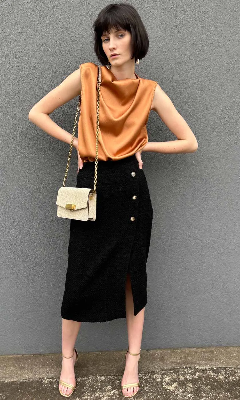HOSS Solange Cowl Neck Top - Copper