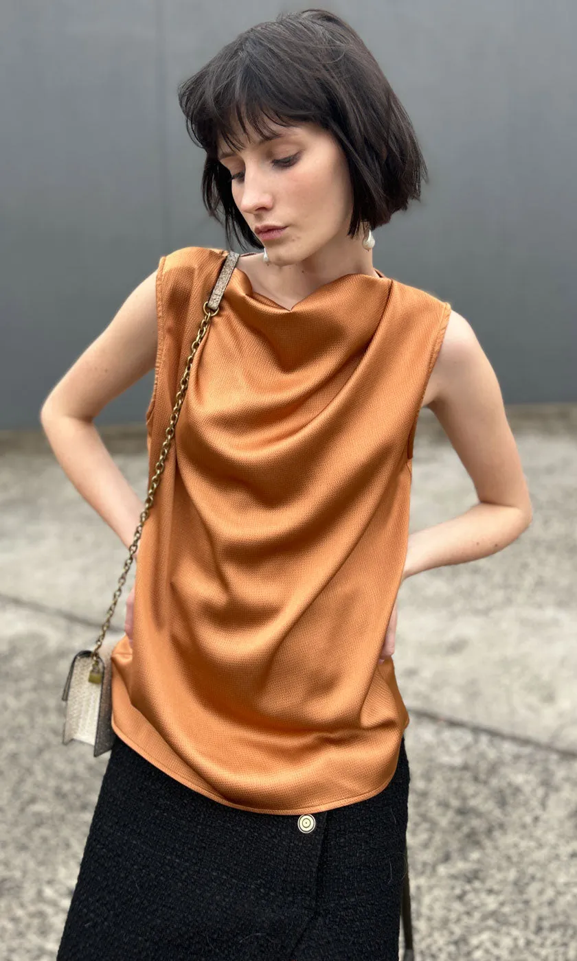 HOSS Solange Cowl Neck Top - Copper