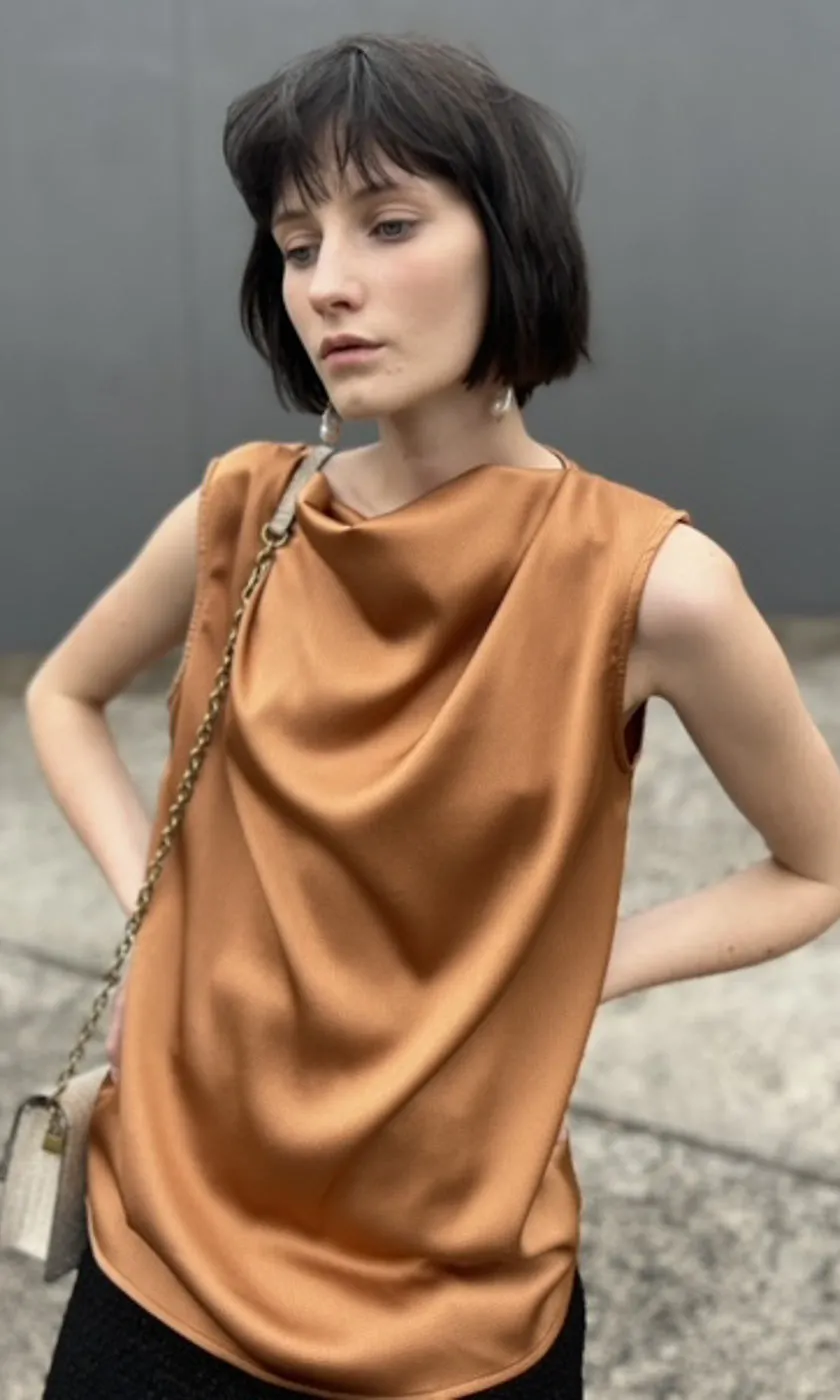 HOSS Solange Cowl Neck Top - Copper
