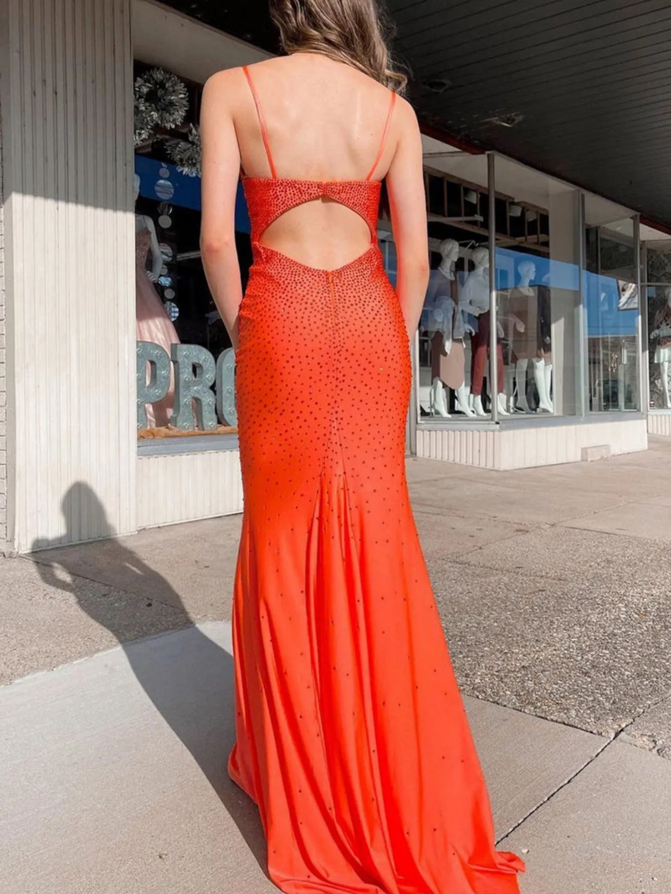 Jennifer |Mermaid V Neck Beaded Satin Prom Dress