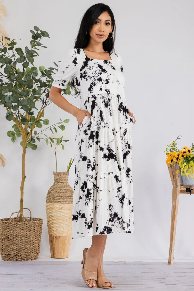 JR778X-PAINT - Drop Waist Midi Dress
