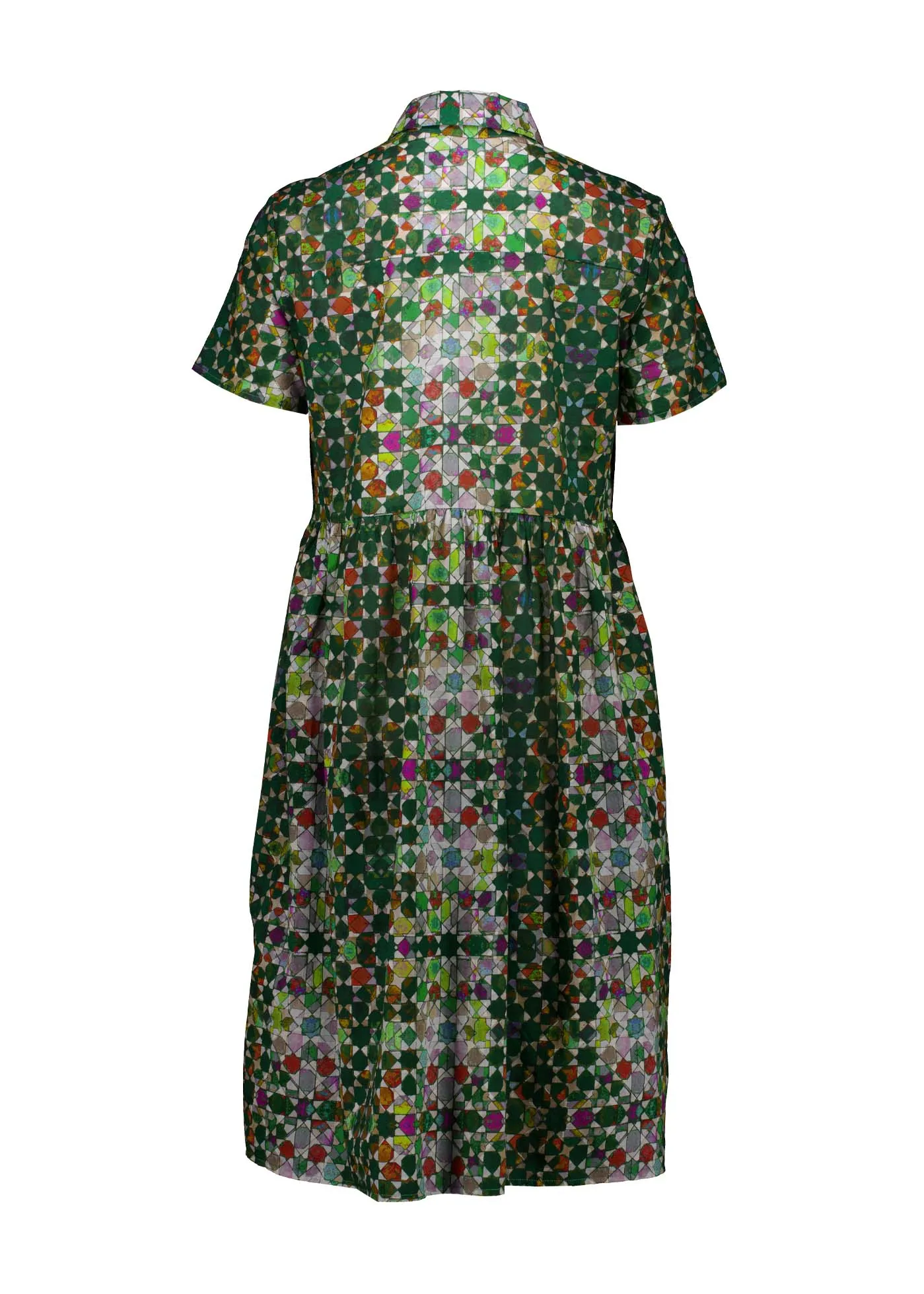 Kaleidoscope Villa Dress Long Green in Cotton Voile
