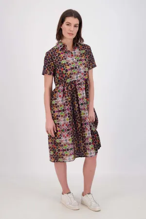 Kaleidoscope Villa Dress Long Grey in Cotton Voile