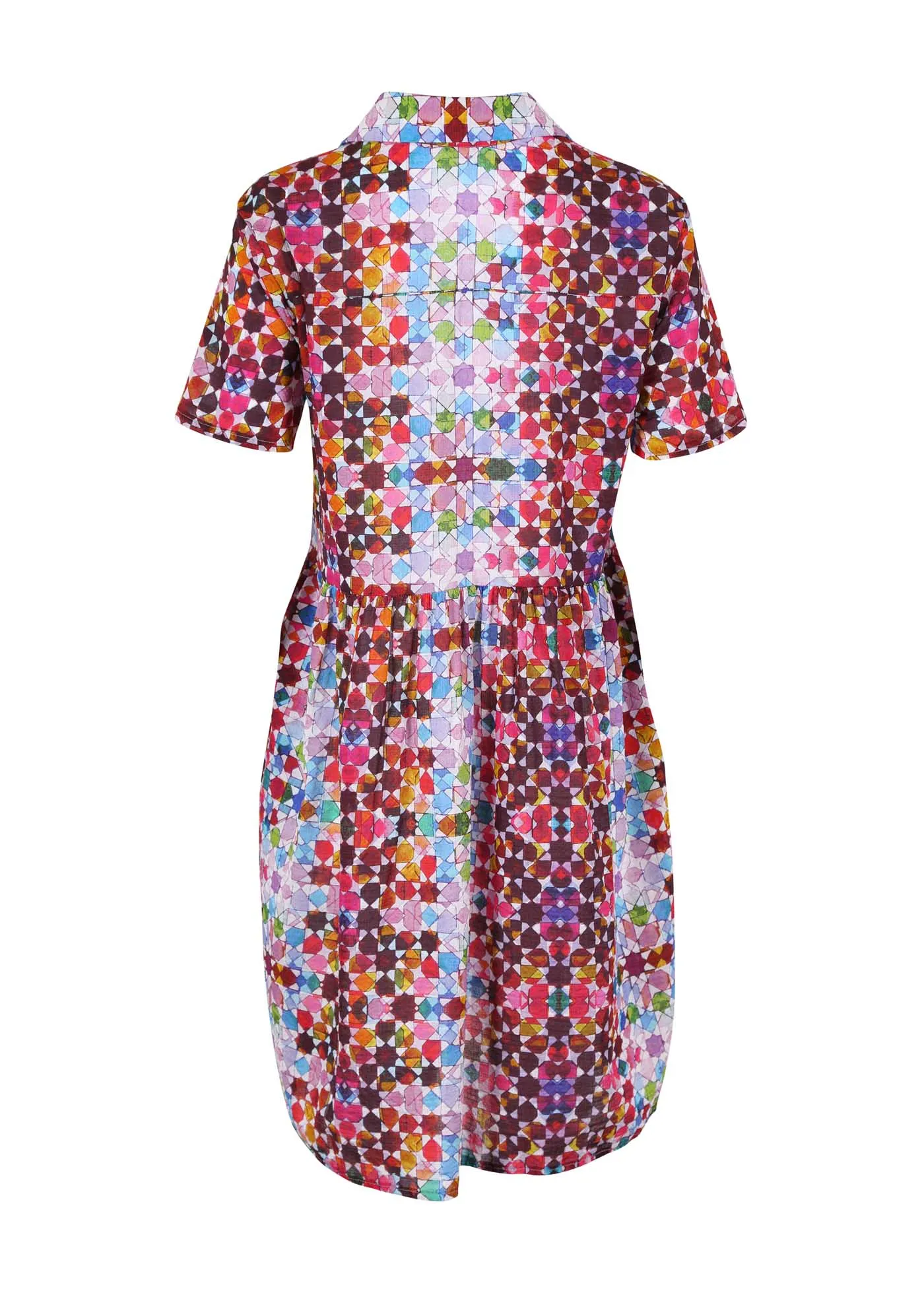 Kaleidoscope Villa Dress Pink in Seersucker