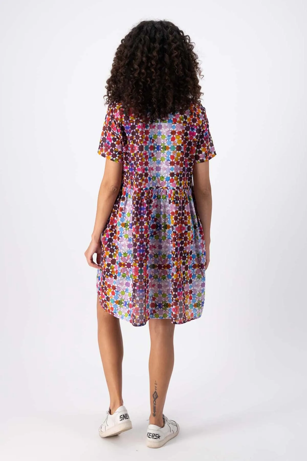 Kaleidoscope Villa Dress Pink in Seersucker