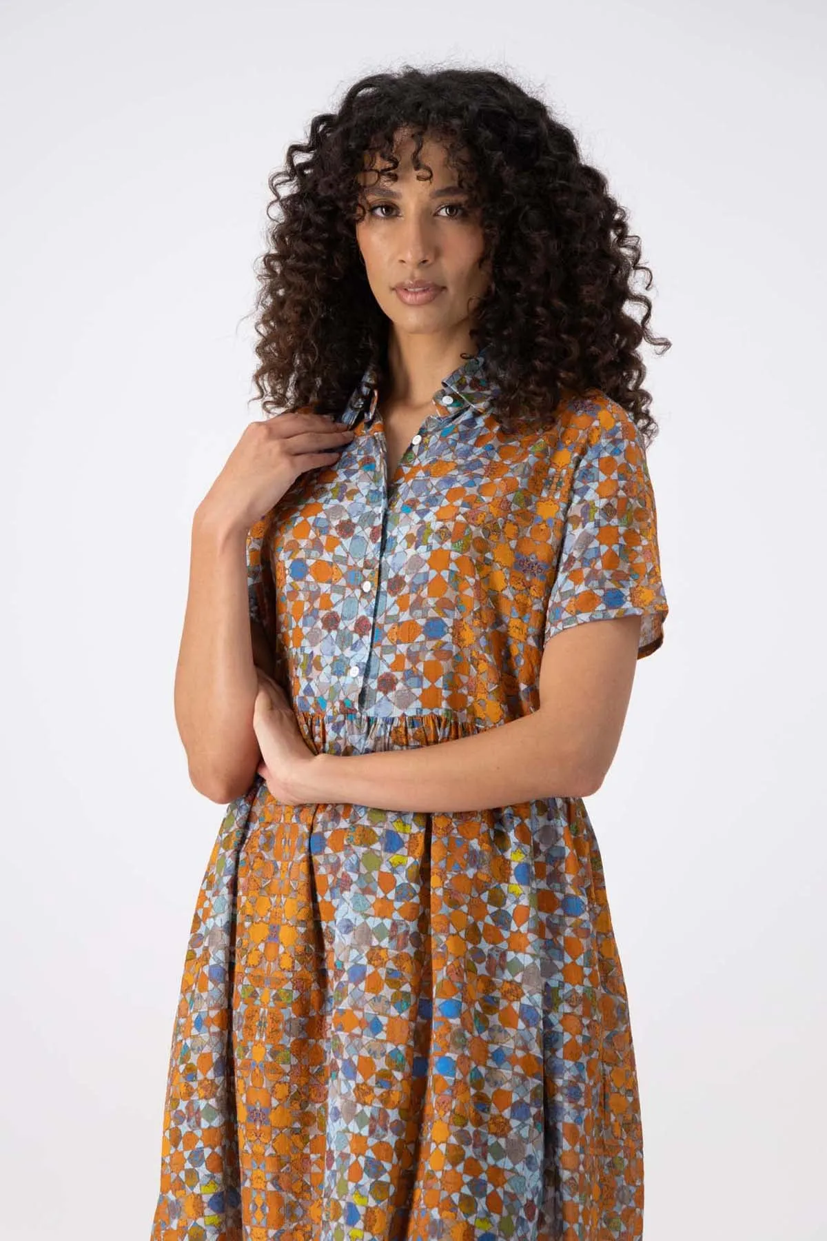 Kaleidoscope Villa Drop Waist Dress Orange