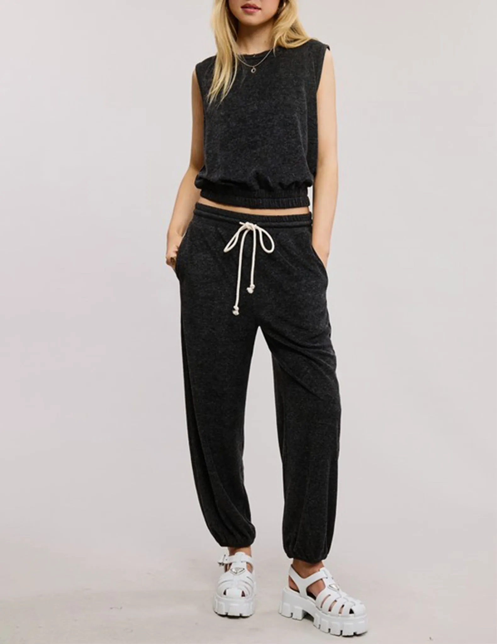 Kate Charcoal Knit Sleeveless Top