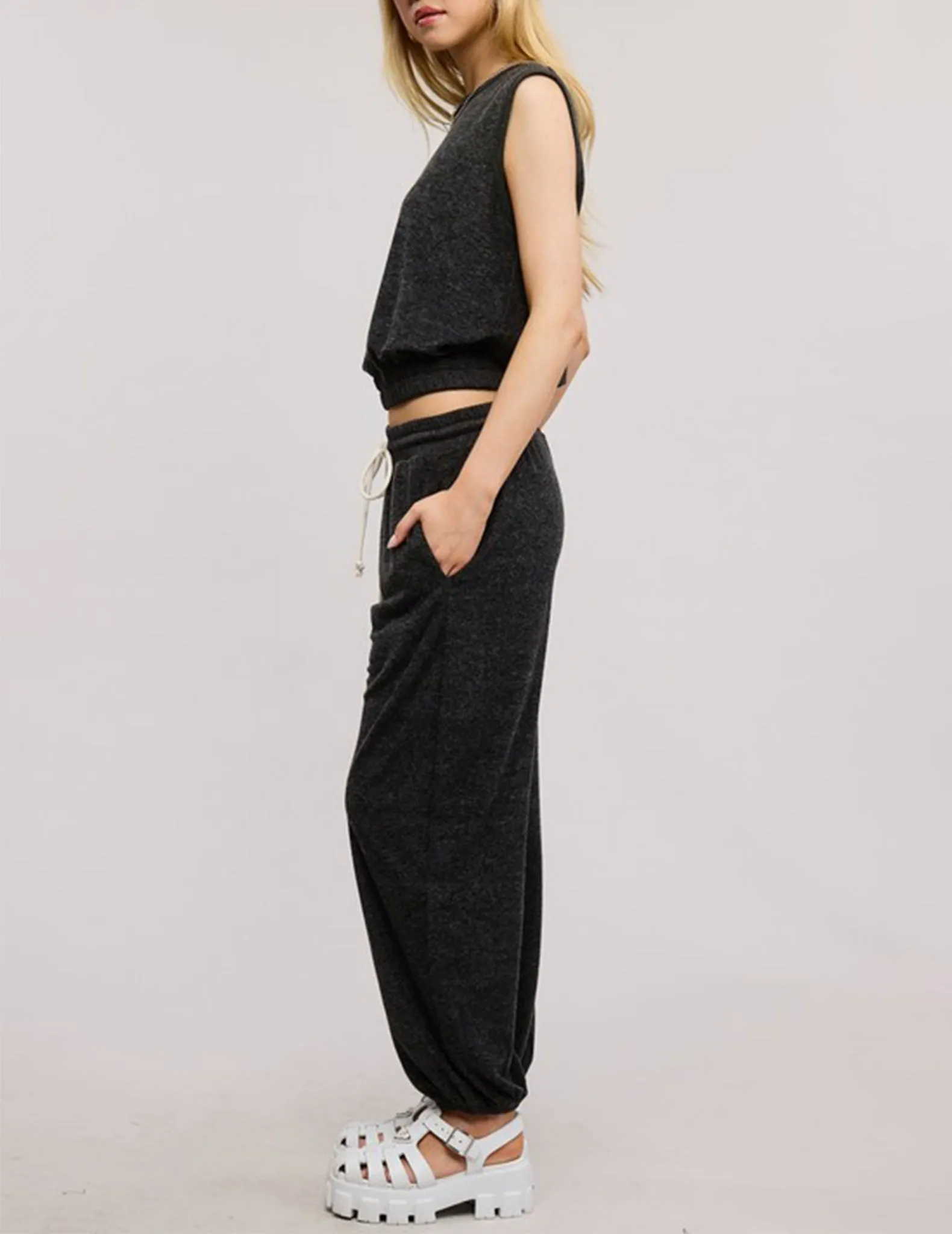Kate Charcoal Knit Sleeveless Top
