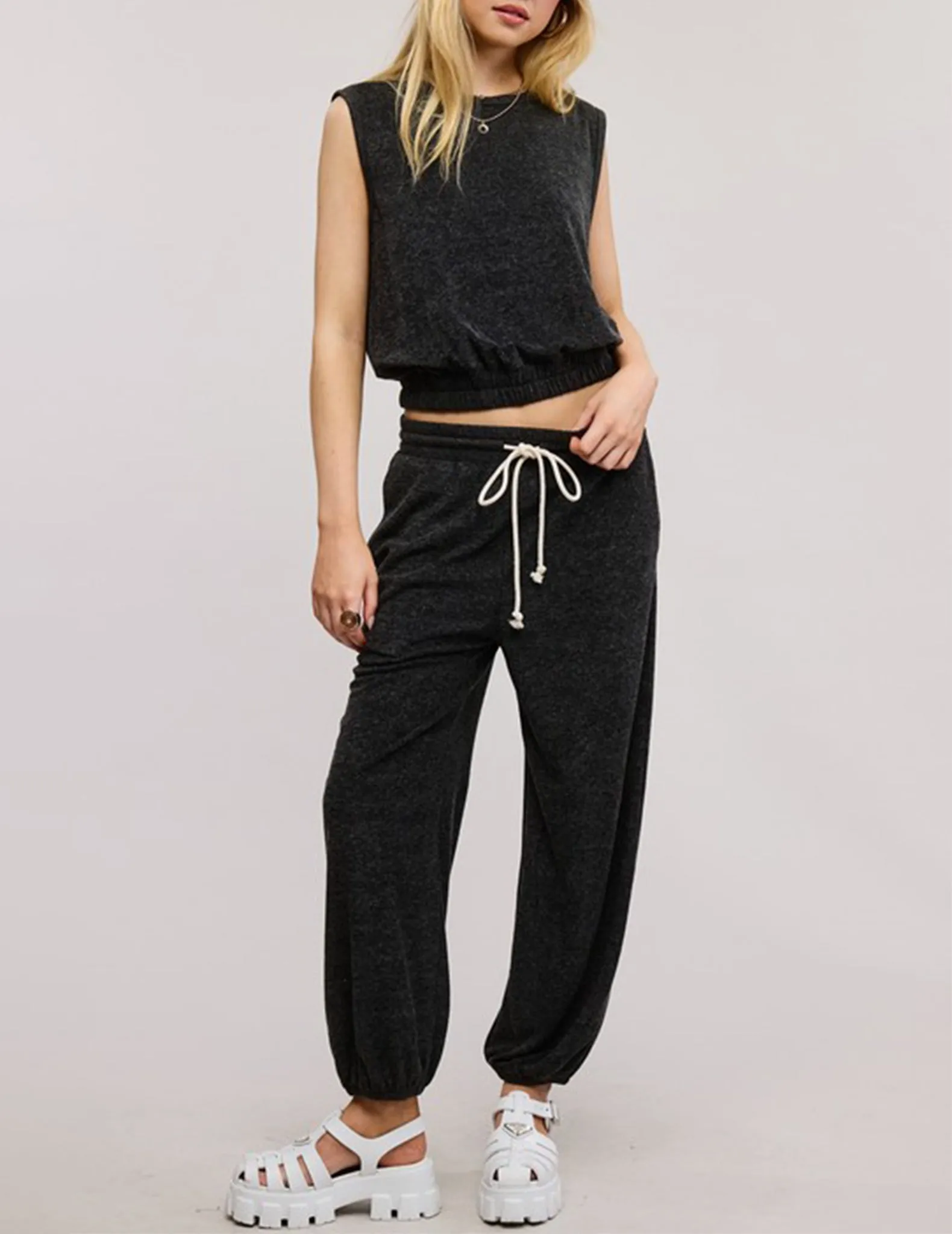 Kate Charcoal Knit Sleeveless Top