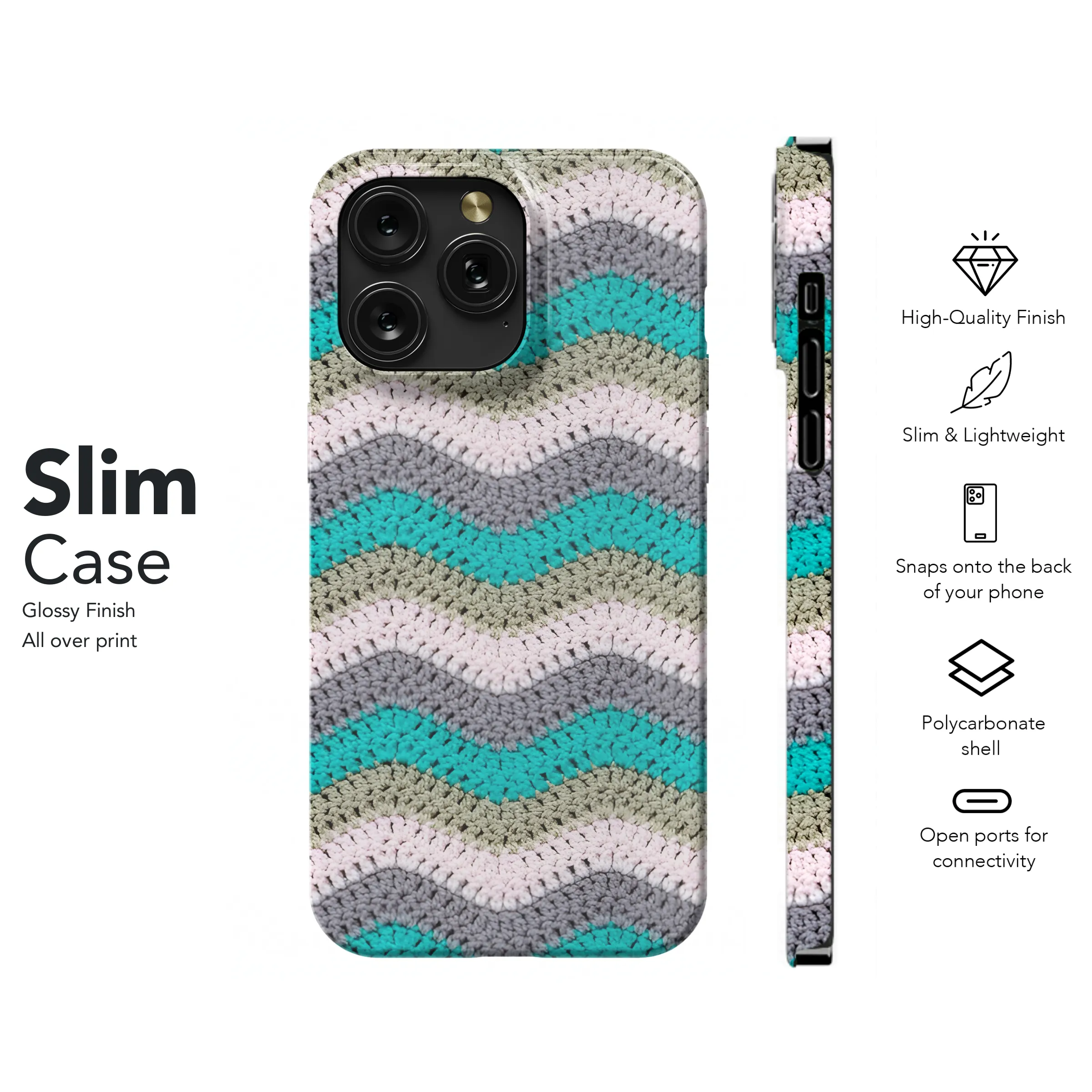 Knitted Zigzag with Pastel Yarn Phone Case iPhone Samsung Cover Pixel 3852