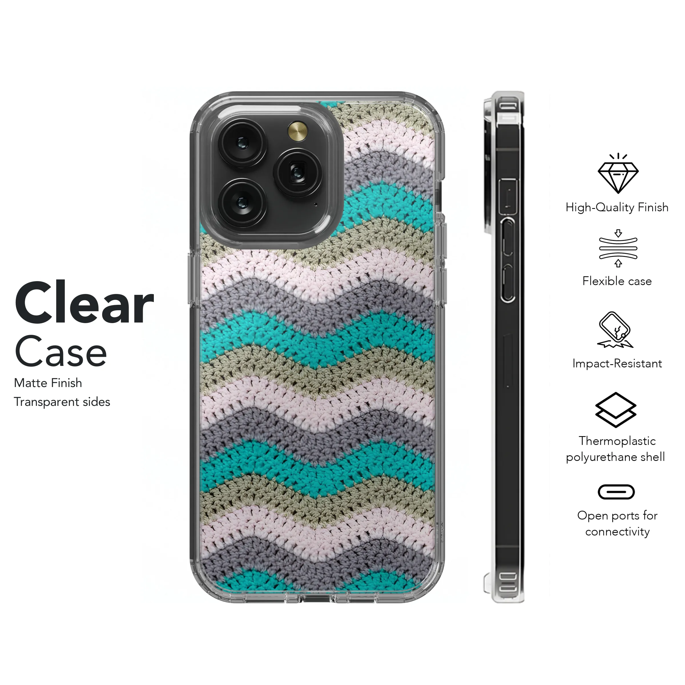 Knitted Zigzag with Pastel Yarn Phone Case iPhone Samsung Cover Pixel 3852