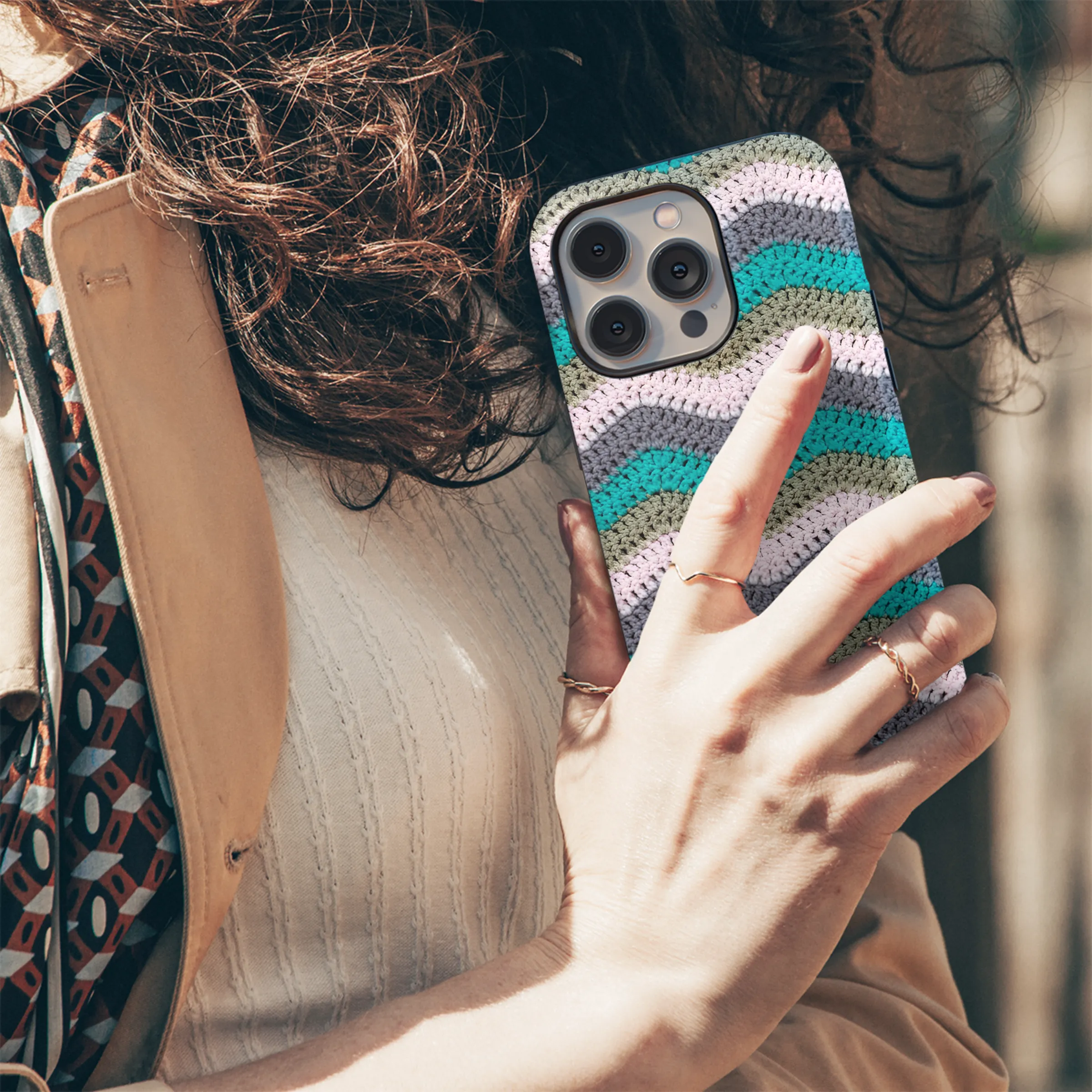 Knitted Zigzag with Pastel Yarn Phone Case iPhone Samsung Cover Pixel 3852