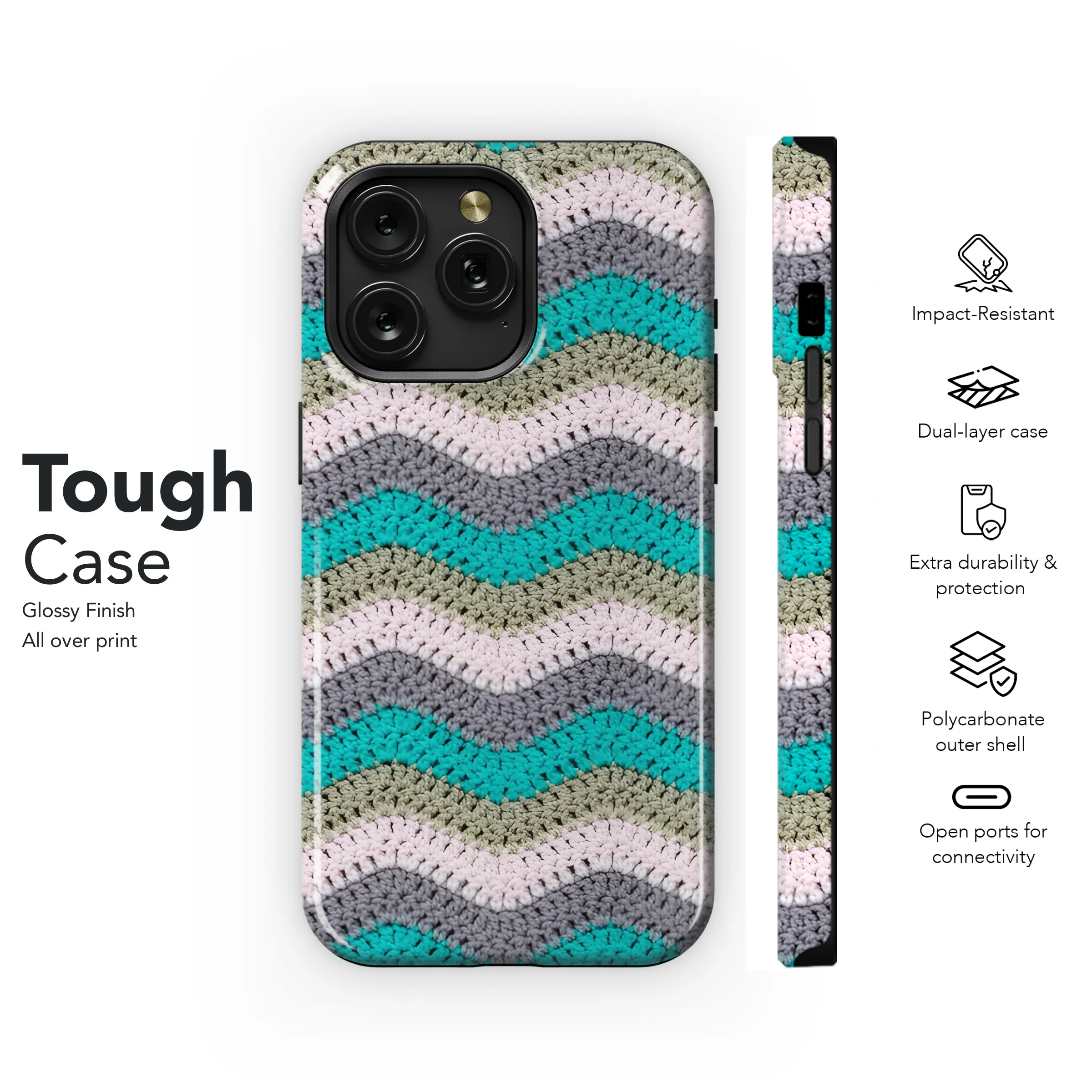 Knitted Zigzag with Pastel Yarn Phone Case iPhone Samsung Cover Pixel 3852
