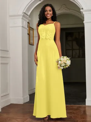 Lace Appliqued  Backless Chiffon A-Line Dress Lemon Plus Size