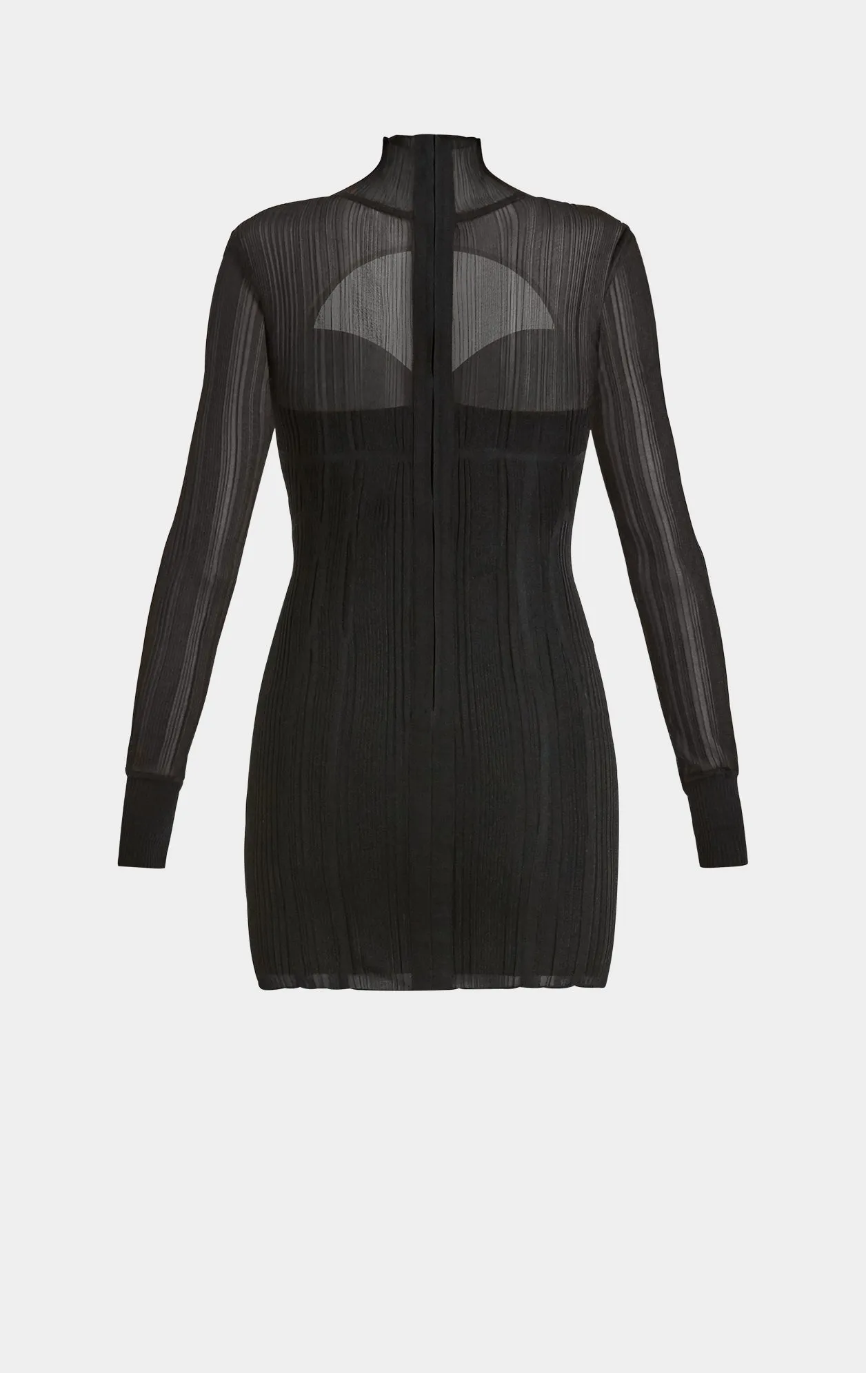 LAYERED SHEER RIBBED BANDAGE DRESS
