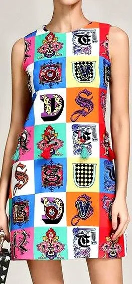 Letter-Printed Tassel Decorated Mini Dress