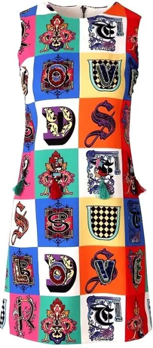 Letter-Printed Tassel Decorated Mini Dress