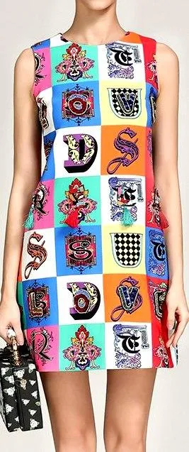 Letter-Printed Tassel Decorated Mini Dress
