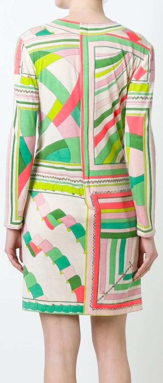 Long-Sleeved Printed Vintage Dress