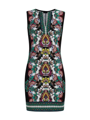 Mixed-Print Shift Dress