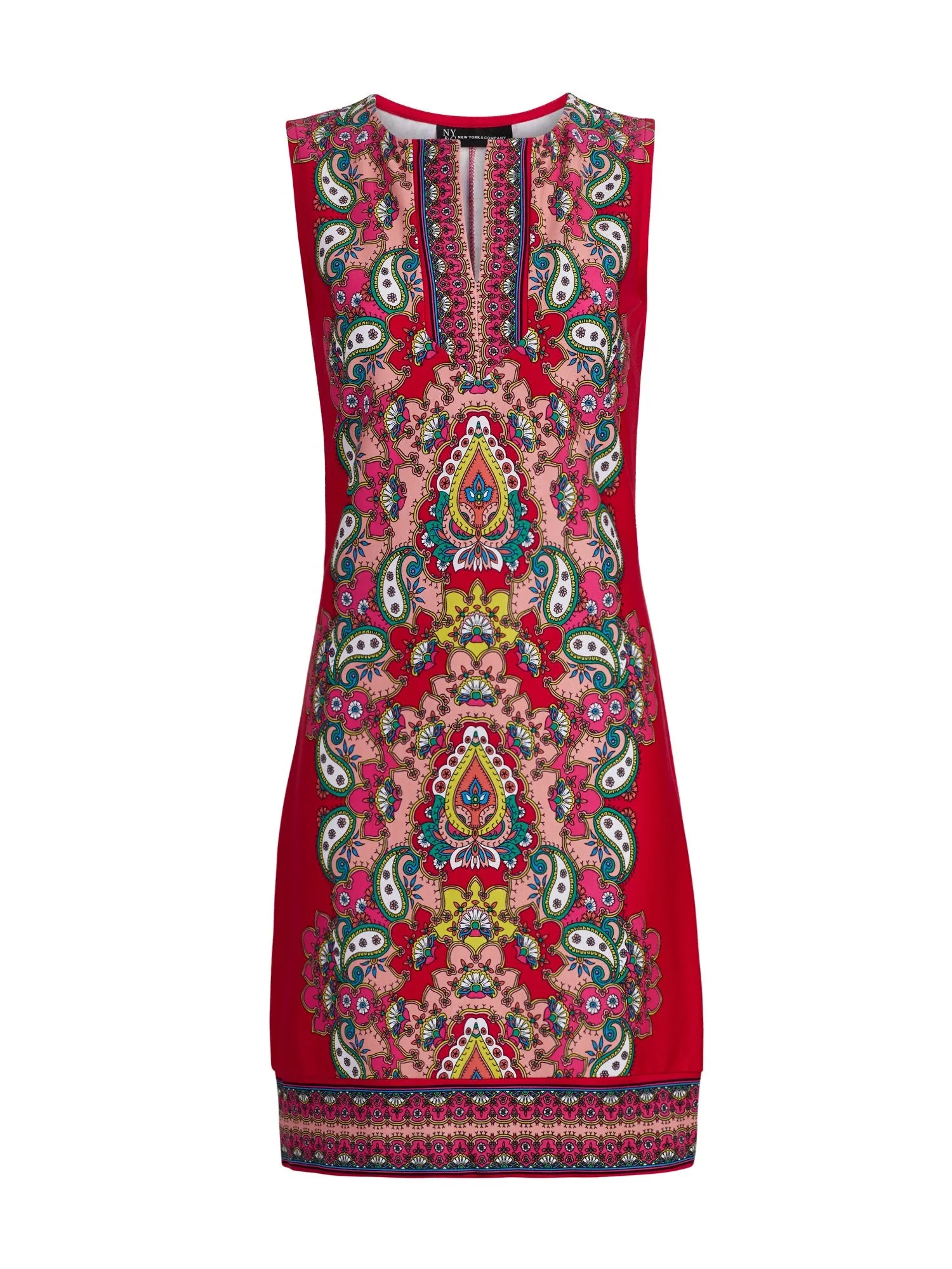 Mixed-Print Shift Dress