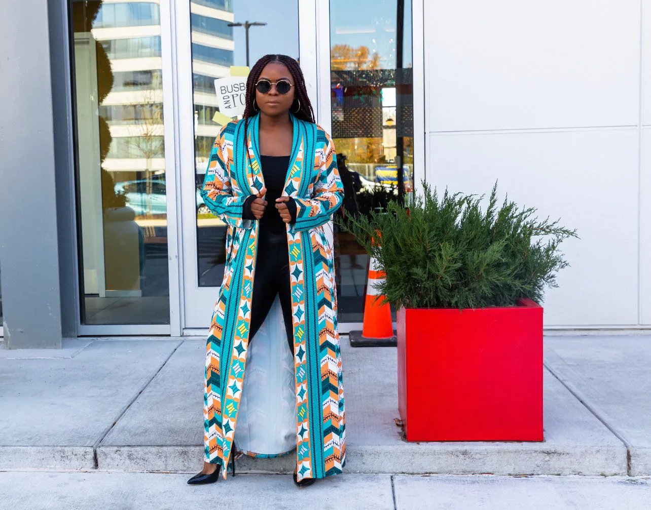 Multi Color Belted Longline Queen Kimono