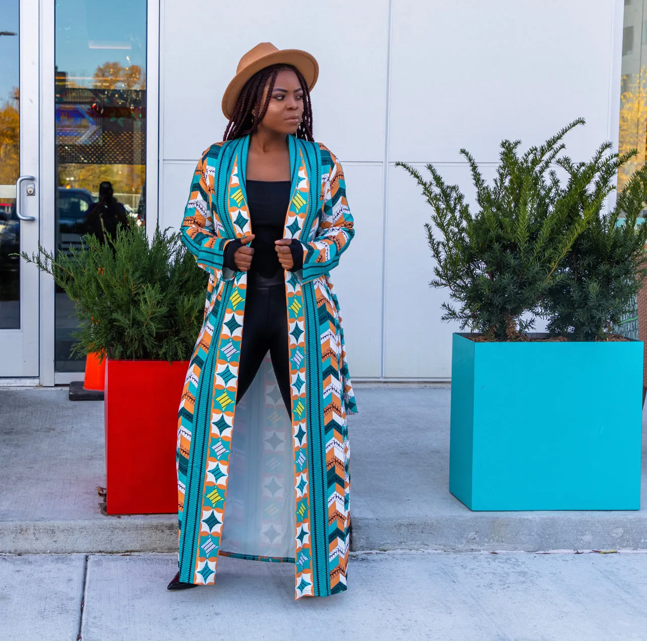 Multi Color Belted Longline Queen Kimono