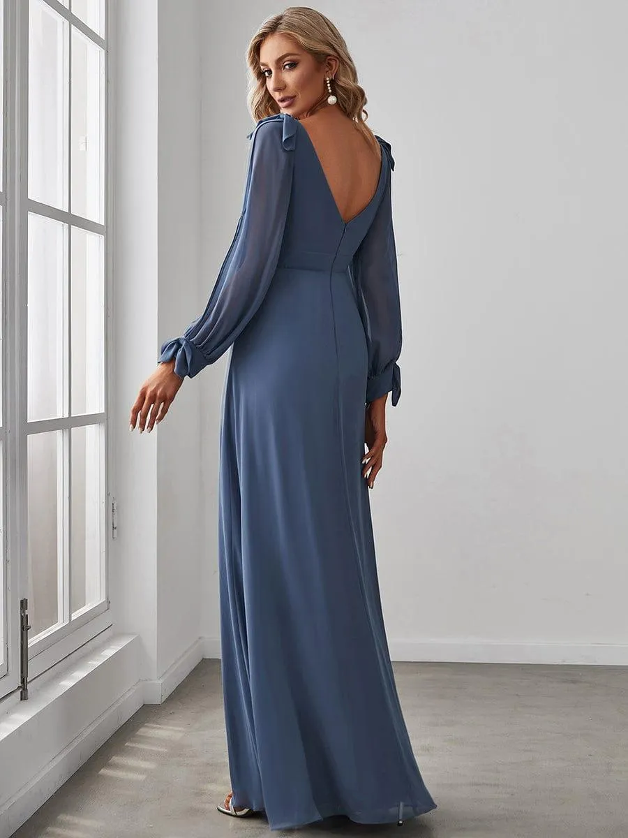 Open Lantern Sleeve A-Line Mother of the Bride Dress