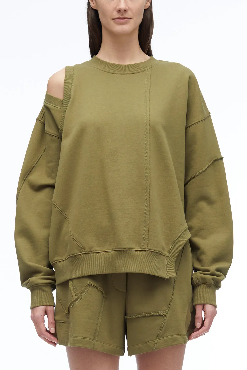Oversized Patched Crewneck Sweatshirt