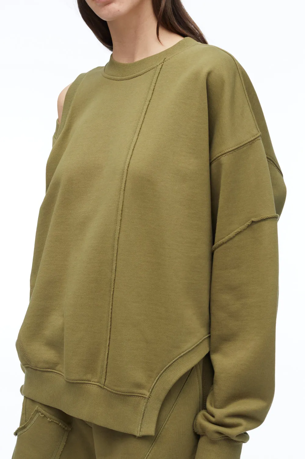 Oversized Patched Crewneck Sweatshirt