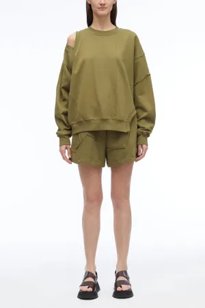 Oversized Patched Crewneck Sweatshirt