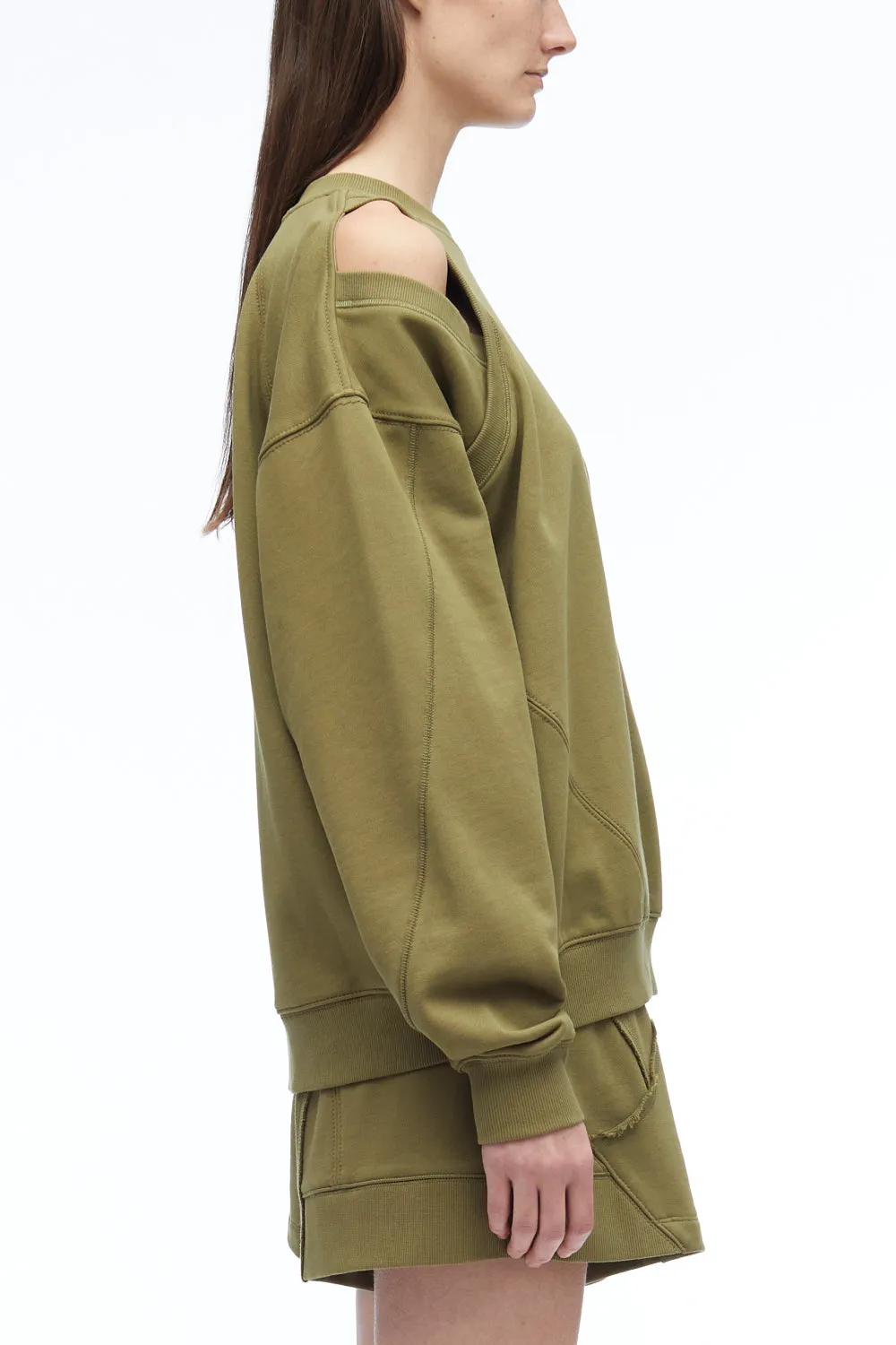 Oversized Patched Crewneck Sweatshirt