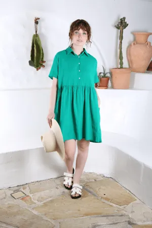 Pacific Villa Dress Parakeet Green in Seersucker