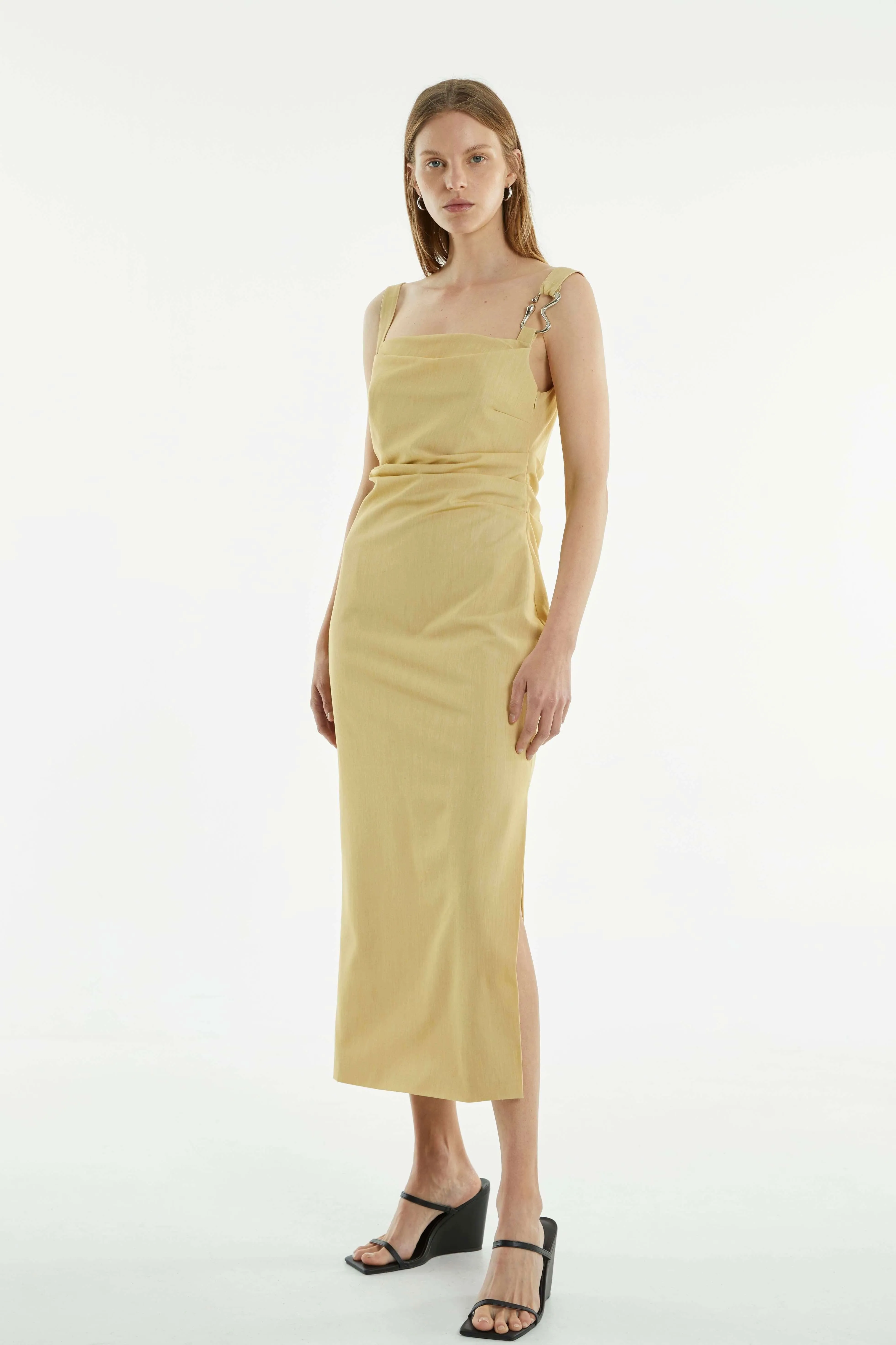 Paradigm Tucked Midi Dress